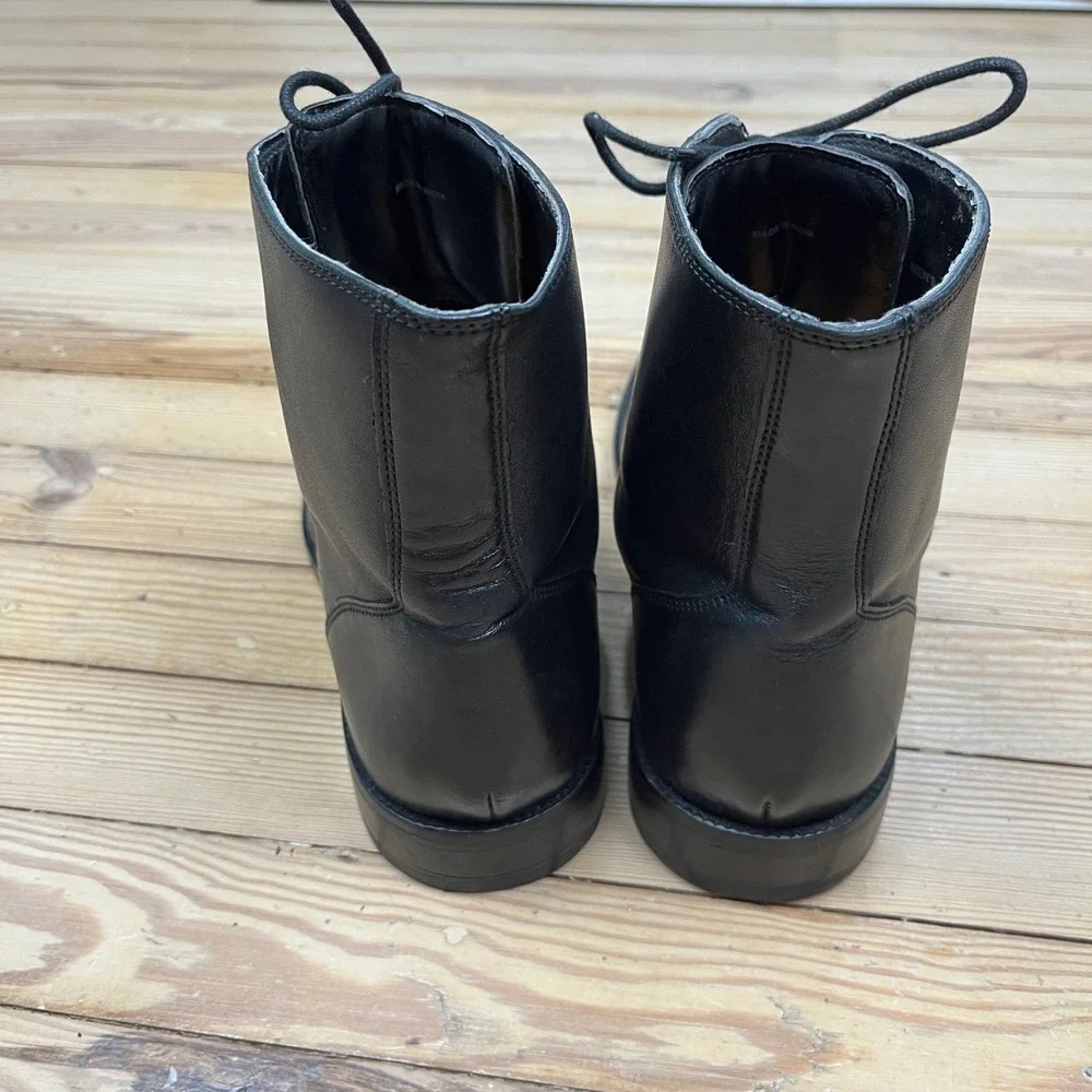Cole Haan Mens Black Leather Lace Up Boots C11829 Size 9.5 Dress Boot preppy